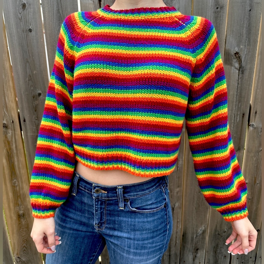 Bright Rainbow Striped Sweater